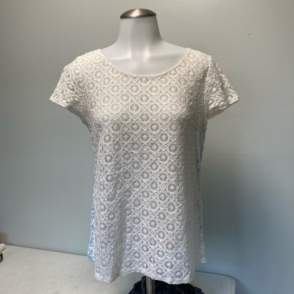 Lee Tracy Lace Top S Short Sleeve Boho Sexy.